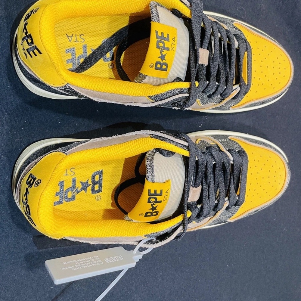 Bape STA Yellow and Black Low-Top Sneakers